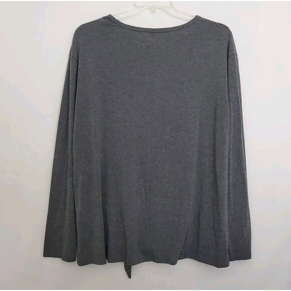 Umgee Women's Top Size L Long-Sleeve Knit Tie Side Shirt Gray - Picture 4 of 7
